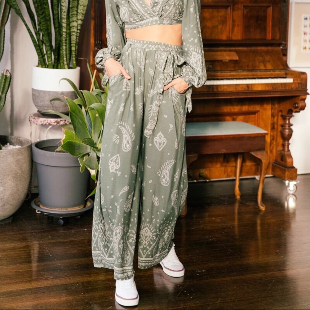 RUBEN BOHO WIDE LEG PANTS IN CONSTANCE PRINT JAASE - Picture 2 of 8